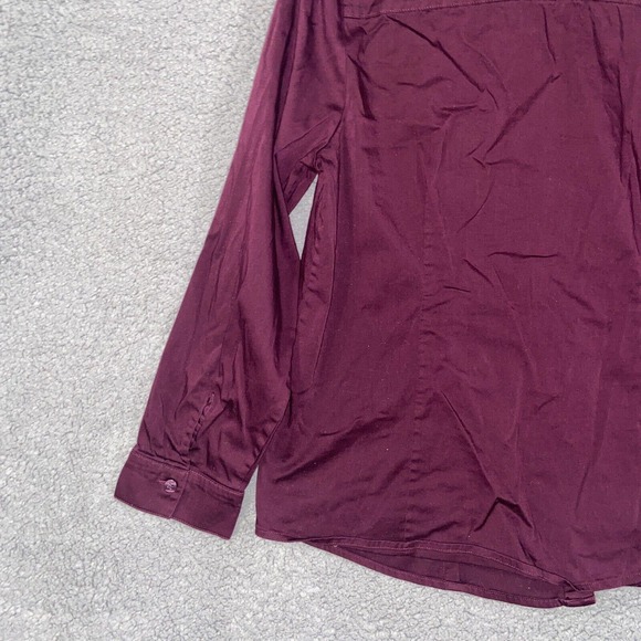 Chico's Button Up Top Womens 1 Burgundy Casual Collared Long Sleeve Cutout - Picture 8 of 11
